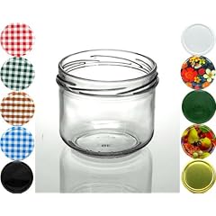 Cap+Cro - 15 St�ck Sturzgl�ser 250 ml, Deckelfarbe: kariert rot-wei�