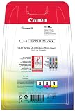 Canon CLI-8 Multipack Druckerkartuschen Cyan/Magenta/Gelb und 50 Blatt Fotopapier 10 x 15