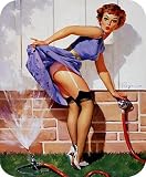 A Near Miss or Surprising Turn a Hose to Blame Artist Gil Elvgren Vintage Classic Pin Up Girl MOUSE PAD