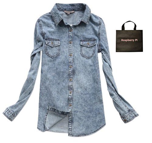 (ラズベリーパイ)RaspberryPi レディース デニム シャツ カジュアル ジャケット オリジナルエコバッグセット tf18rp