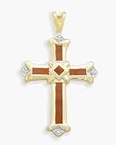 Ladies Religious Genuine Ruby and Diamond Cross Pendant