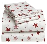 Novelty Stars 100% Cotton Luxury Flannel Standard Pillowcase Pair, Brick