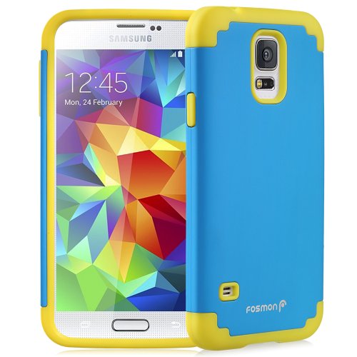 Fosmon HYBO-DUOC Slim Fit Dual-Layer Hybrid Case for Samsung Galaxy S5 (Yellow and Blue)