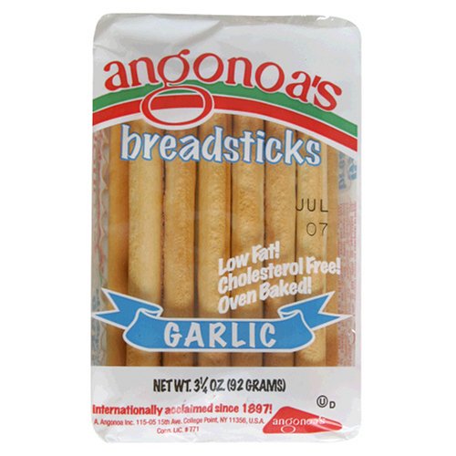 Angonoa's Breadsticks, Garlic, 3.25-Ounce Bags (Pack of 12)