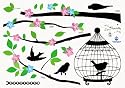 Home Decor Mural Art Wall Paper Stickers - bird cage KRS-0105