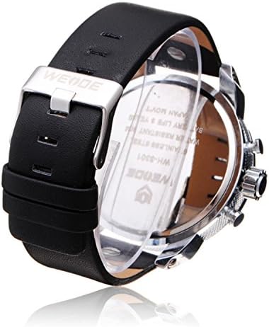 WEIDE Oversize Men Military Quartz Sport Calendar Leather Strap Diver 30M Waterproof Watch