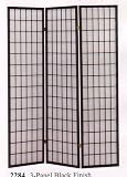 Traditional 3-Panel Black Finish Wooden Screen