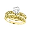 14K Two-Tone Gold Natural Yellow Diamond Wedding Set Semimount - 1.42 Ct. - CENTER STONE NOT INCLUDED