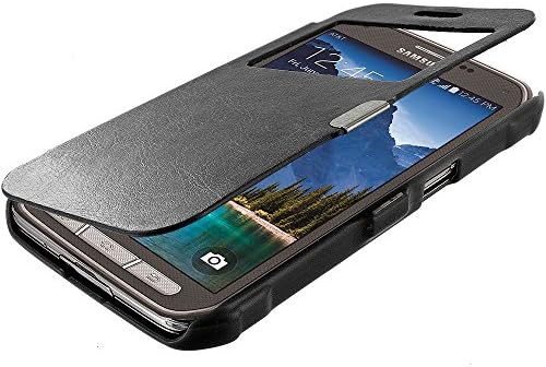 Galaxy S5 Active Case, TechSpec(TM) Black (Open) Magnetic Flip Wallet Case Cover Pouch for Samsung Galaxy S5 Active
