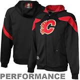 NHL Reebok Calgary Flames Black Center Ice Performance Full Zip Hoodie (Medium)