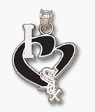 Chicago White Sox 3/4 I Heart Sox Enamel Pendant - Sterling Silver Jewelry