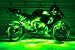 Green Motorcycle LED Neon Accent Lighting Kit with 10 Chrome LED Light Pods
