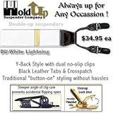 Pure White dual clip Mens Holdup Suspenders