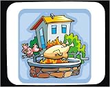 Mouse Pad with fire, chicken, bird, barbeque, watching, house