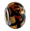 Pandora Style Charm Bead (Z377) - Glass (14mm x 10mm) (fits Troll too) ~ Orange and White with Black and Copper Swirls