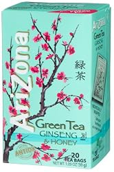 AriZona Green Tea with Ginseng & Honey, 20 Count Tea Bags, 1.09-Ounce Boxes (Pack of 6)