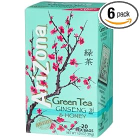 AriZona Green Tea with Ginseng & Honey, 20 Count Tea Bags, 1.09-Ounce Boxes (Pack of... by AriZona