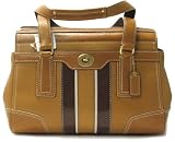 AUTHENTIC COACH HAMPTONS EMBOSSED DOE LEATHER STRIPE MEDIUM CARRYALL 11609 by 
