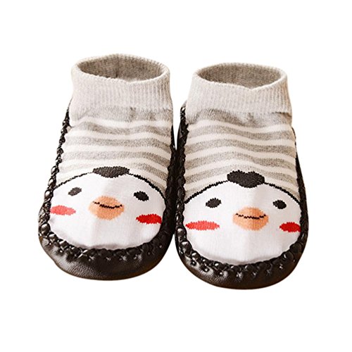 Sunward Newborn Unisex Baby Cartoon Sock Shoes Anti Slip Skid Boot Slipper Socks (13CM（Suggest 12-24 months), Grey)