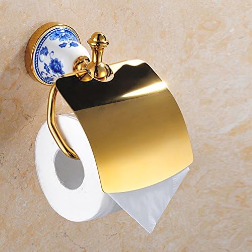 Hai Lighting Bathroom Solid Brass Toilet Paper Holder Roll Paper Rack Wall-mounted, Gold Plate