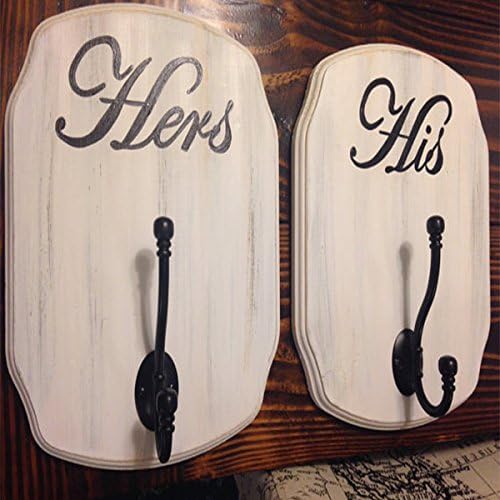 Shabby Chic His and Her's Bath Signs/Hooks (Set of 2) (White)