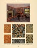 1919 Print Combined Dining Living Room Color Schemes - Original Color Print