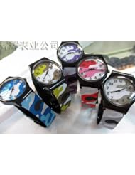 5Pcs 2014 Hot Fashional Swatch Quartz Watch PVC Colorful Camouflage Unisex Watches