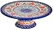 Polish Pottery Ceramika Boleslawiec, 1151/238, Cake Plate Medium, 3 1/6 High by 9 5/8 Inches in Diameter, Royal Blue Patterns with Red Cornflower and Blue Butterflies Motif