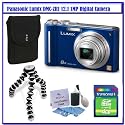 Panasonic Lumix DMC-ZR1 12.1MP Digital Camera w/ Leica 8x Optical Zoom Lens (Blue) DMC-ZR1BL + Joby Gorillapod Flexible Tripod + Transcend 4GB SDHC + PerFect Fit Digital Camera Case