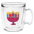 Hanukkah Menorah 12 oz Insulated Coffee Mug, Clear