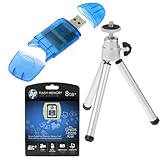 HP SD SDHC 8GB(8Gigabyte) Class 4 Flash Memory Card Kit + Silver Mini Tripo ....