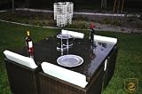 GENUINE SOLIS OUTDOOR PATIO WICKER FURNITURE 5PC ALL WEATHER DINING SET - RATTAN - CAPPUCCINO - FREE SHIPPING