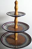Polish Pottery 3 Tier Dessert Pastry Cake Stand Unikat EOS Early October Pumpkin Orange