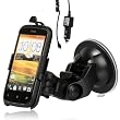 Wicked Chili KFZ Halterung f�r HTC Desire C Smartphone Autohalterung (vibrationsfrei, 360 Grad drehbar) mit KFZ Ladekabel (1000mAh, 12V, 24V, schwarz)