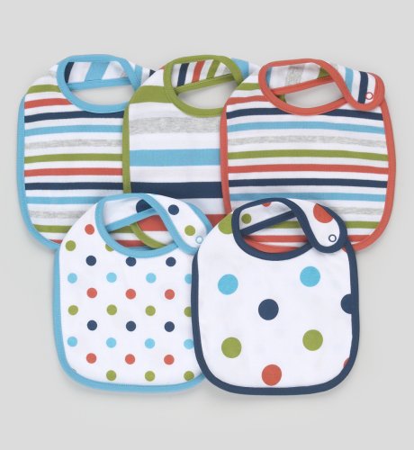 Mini Limited 5 Pack of Spot & Stripe Design Newborn Bibs