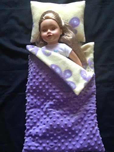 Sleeping bag and pillow set for 18 inch dolls and baby dolls. Also fits Bears or other stuffed animals.
