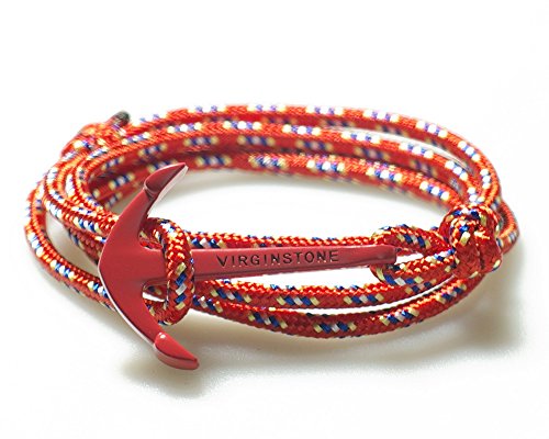 VIRGINSTONE Red Anchor Bracelets on Colorful Nylon Ropes Fengshui