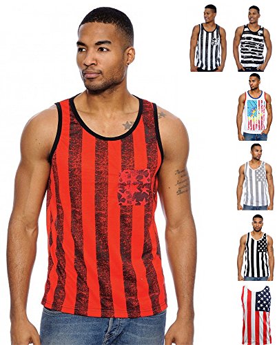 Enimay Men's Summer American Flag Beach Tank July 4th USA Muscle Shirt