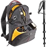 Kata-Manfrotto KT DR-465-BRMP Digital Rucksack Promotional Bundle with Free Manfrotto 790B Modo Monopod (Black with Red Accents)