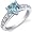 Dazzling Love 1.50 Carats Swiss Blue Topaz Ring in Sterling Silver Rhodium Finish Size 5