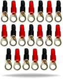 InstallGear 4 Gauge Awg Crimp Ring Terminals Connectors - 20-Pack (10 Positive, 10 Negative)