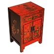 Handmade Asian Furniture - 24" Antique Style Red Wood Storage Cabinet With Chinese Courtyard Design