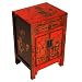 Handmade Asian Furniture - 24" Antique Style Red Wood Storage Cabinet With Chinese Courtyard Design