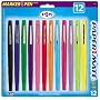 Paper Mate 74423 Paper Mate Flair Felt Tip Marker Pen, 12 Assorted Brl/Ink Colors, Med, 12/Pk