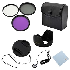 GTMax 58mm Professional Accessory Kit for Canon EOS Rebel T4i T3i T3 T2i T1i XT XTi XSi 6D 7D 60D 60Da [Includes: Filter Set + Lens Cap + Cap Holder + Lens Hood + Cleaning Cloth]