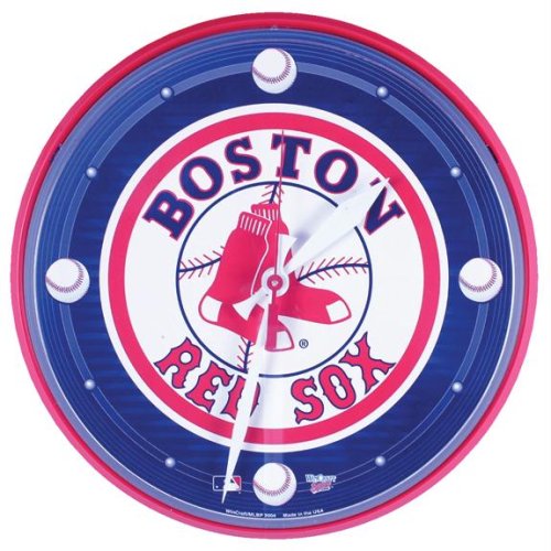red sox wallpaper border. Red Boston Sox Logo Wall Clock
