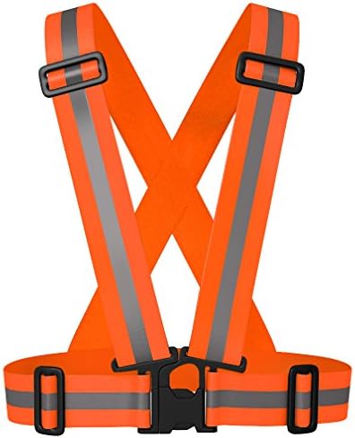 Vikeri Highly Visible Reflective Vest, Adjustable Safety Gear for Biking, Running, Cycling and Motorcycle - Orange