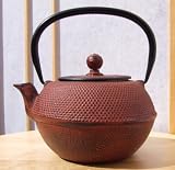 Tetsubin Japanese style Cast Iron red hobnail teapot kettle 1.2L from Gifts Of The Orient