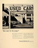 1939 Ad Young & Rubicam Advertising Used Car Lot Sales - Original Print Ad