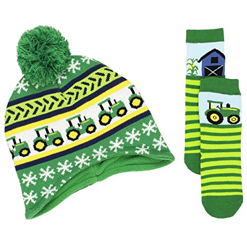 John Deere Toddler Boys Beanie Hat and Socks Set